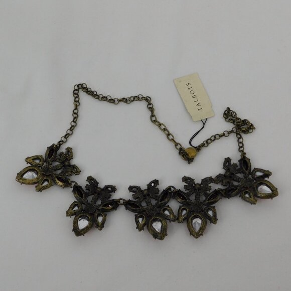 Talbots Red Clear Rhinestone Crystal Acrylic Bead Statement Bib Necklace New Tag - Picture 4 of 7